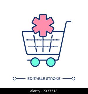 Medication cart RGB color icon Stock Vector