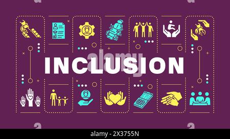 Inclusion purple word concept Stock Vector