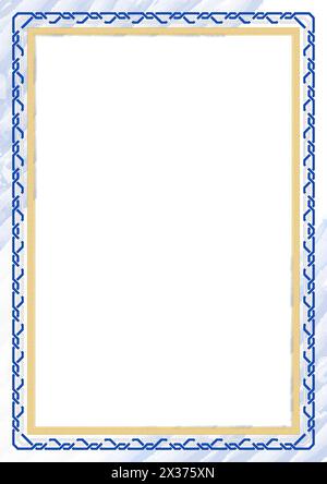 Vertical  frame and border with colors of El Salvador flag, template elements for your certificate and diploma. Vector. Stock Vector