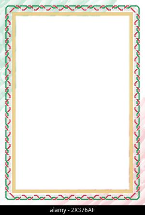 Vertical  frame and border with colors of Italy flag, template elements for your certificate and diploma. Vector. Stock Vector