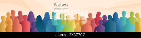 Front-view Silhouettes of Men and Women from Various Cultures. People Diversity. Anti-racism Concept for Racial Equality. Social Inclusion. Equality Stock Vector