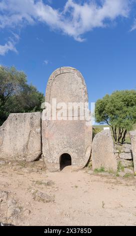 Archeological ruins of Nuragic necropolis Giants Tomb of Coddu Vecchiu - arzachena Stock Photo