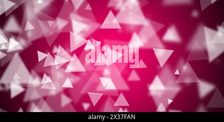 Flying triangular shapes over pink background Stock Photo