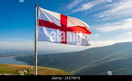 Die Fahne von England, Grossbritannien, flattert im Wind Stock Photo