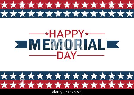 Happy Memorial Day. Holiday concept. Template for background, banner, card, poster with text inscription. Vector illustration. Stock Vector