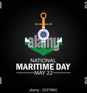 National Maritime day. May 22. Holiday concept. Template for background, banner, card, poster with text inscription. Vector illustration. Stock Vector