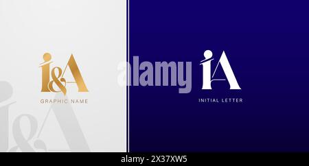 i and a initials letters monogram logo ampersand symbol for business cards elements, branding company identity, advertisement materials golden foil Stock Vector