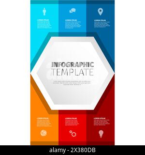 Six vertical items infographic template on light background made from ...