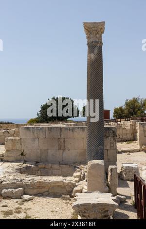 Ancient Corinthian Column at Kourion, Cyprus. Stock Photo