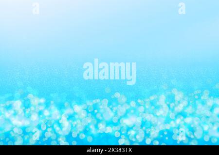 Abstract underwater illustration. Beautiful abstract gradient turquoise blue white lightening bokeh circles background texture from unterwater bubbles Stock Photo