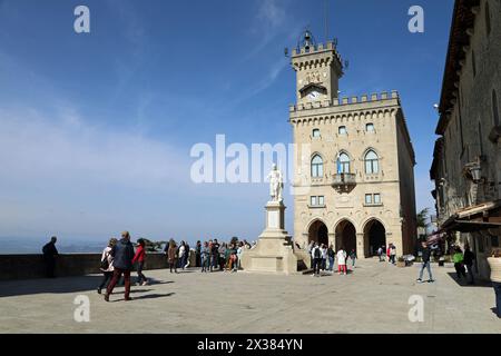 Winter tour group in San Marino Stock Photo