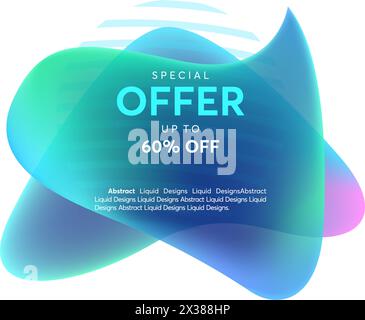 Abstract liquid shape. Fluid design, abstract modern graphic elements. Dynamical colored forms and line. Gradient abstract banners with flowing liquid Stock Vector