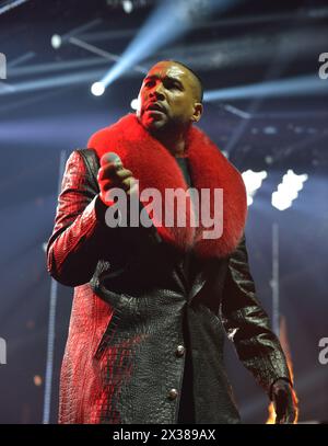 MIAMI, FL-APRIL 21: Don Omar performs during Don Omar “Back To Reggaeton Tour” at Kaseya Center on April 21, 2024 in Miami, Florida. (Photo by JL/Sipa USA) Stock Photo