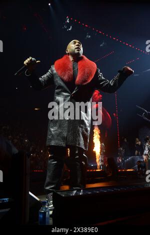 MIAMI, FL-APRIL 21: Don Omar performs during Don Omar “Back To Reggaeton Tour” at Kaseya Center on April 21, 2024 in Miami, Florida. (Photo by JL/Sipa USA) Stock Photo