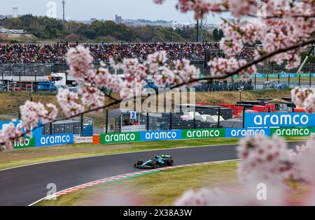 Suzuka Circuit, 3 April 2024: An Aston Martin mechanic setting up tyres ...