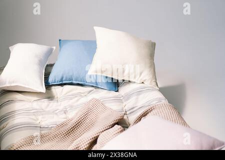 Pillows and mattress on a white background Stock Photo