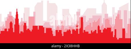 Red panoramic city skyline poster of CHICAGO, UNITED STATES Stock Vector