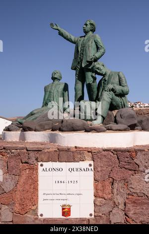 Statue of three poets at Puerto de Las Nieves, Gran Canaria Stock Photo