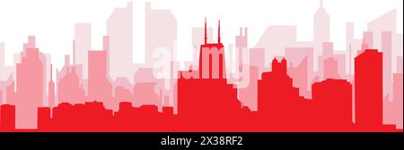Red panoramic city skyline poster of CHICAGO, UNITED STATES Stock Vector