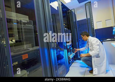 Data Processing Center, Department of Computer Servers in raks, Hospital Donostia, San Sebastian, Gipuzkoa, Basque Country, Spain Stock Photo