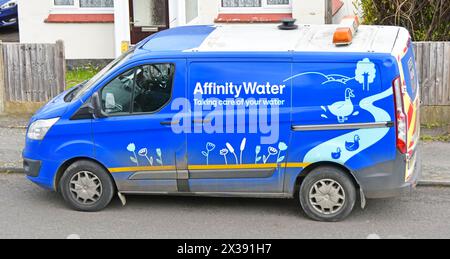Affinity Water engineers blue van taking care of customers water supply parked up in residential street side view outside property in Essex England UK Stock Photo