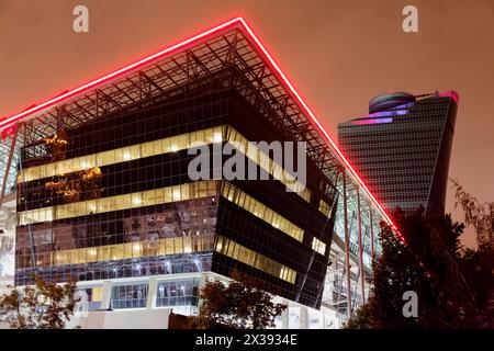MOSCOW, RUSSIA - SEP 9, 2016: Buildings of new CSKA Arena sports complex, including children sport school, club museum, a hotel,office building, resta Stock Photo