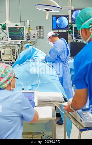 Operating room for placement of defibrillator. Intensive Care Unit ICU, Hospital Donostia, San Sebastian, Gipuzkoa, Basque Country, Spain Stock Photo