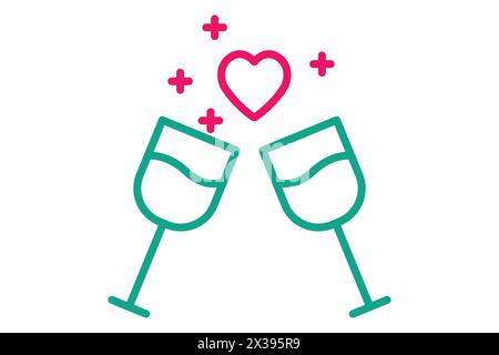 champagne icon. icon related wedding, party. line icon style. wedding element illustration Stock Vector