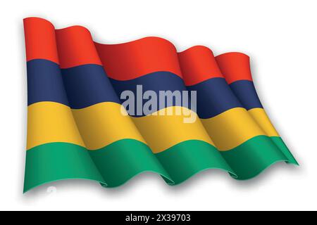 Mauritius Flag. Isolated Realistic Wave Flag of Mauritius Country on ...