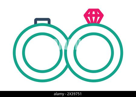 wedding ring icon. line icon style. wedding element illustration Stock Vector