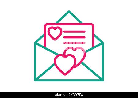 love letter icon. open envelope with love letter. icon related wedding, party. line icon style. wedding element illustration Stock Vector