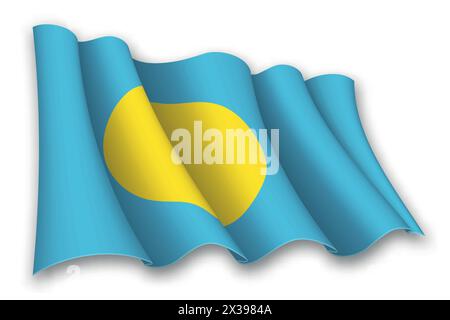 Realistic waving flag of Palau isolated on white background Stock Vector