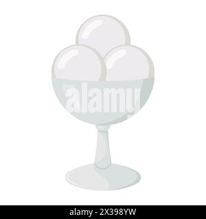 Vector illustration of ice cream. Cream ice cream in a glass vase Stock Vector