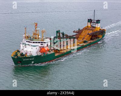 Britannia Beaver is a hopper dredger operated by Brett Aggregates. Stock Photo