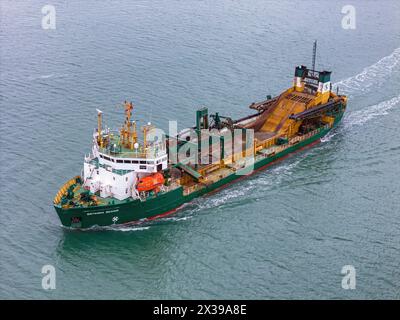 Britannia Beaver is a hopper dredger operated by Brett Aggregates. Stock Photo