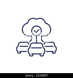 cloud technologies for cars icon in line design Stock Vector