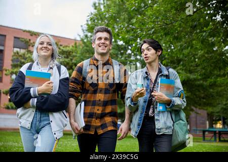 Students walking on campus, College, School of Business Studies, University, Donostia, San Sebastian, Gipuzkoa, Basque Country, Spain, Europe Stock Photo