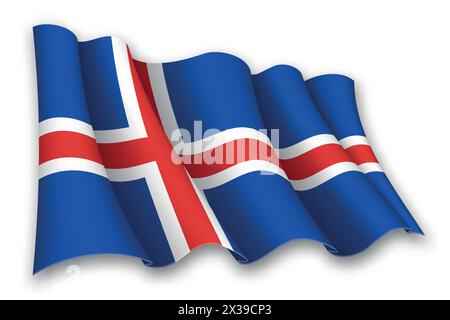 National flag Iceland isolated waving on white background Stock Vector ...