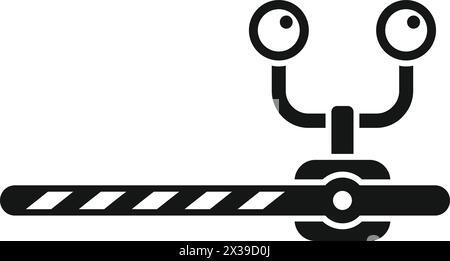 Closed railway crossing barrier with lights icon simple vector. Warm pass. Station traffic Stock Vector