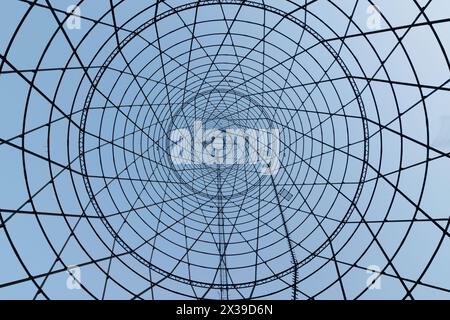 Architectural monument Shukhov Tower - hyperboloid design, made form of supporting steel mesh shell, built in 1920-1922 years by Shukhov project Stock Photo