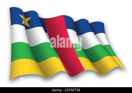 Realistic waving flag of Central African Republic isolated on white background Stock Vector