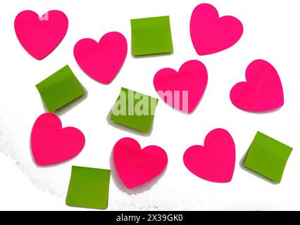 A set of stickers made of multicolored paper, layouts of empty label tags highlighted on a white background Stock Photo