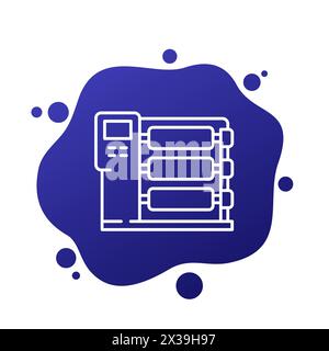textile production line icon with a loom machine Stock Vector