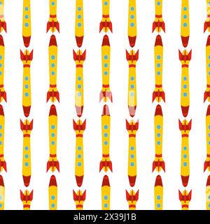 Seamless pattern with space rocket. Vector illustration. Stock Vector