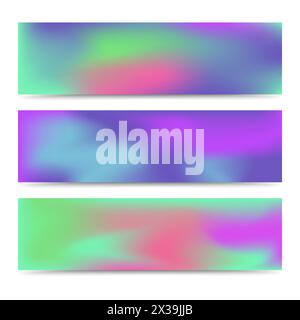 Smooth abstract blurred gradient colorful banners set. Abstract Creative multicolored background. Vector illustration Stock Vector