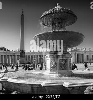 fountain the saint Peter square, Vatican, Rome, Italy Stock Photo