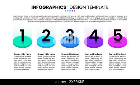Infographic template with 5 options or steps. Can be used for workflow layout, diagram, banner, webdesign. Vector illustration Stock Vector