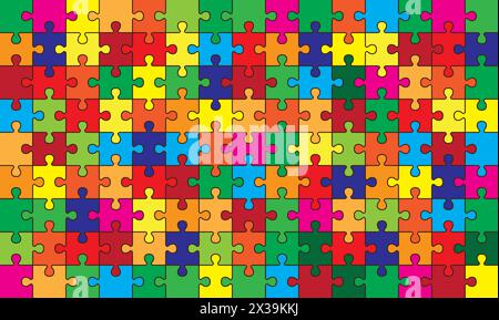 Puzzle pieces vector illustration background. Abstract multi color pattern Stock Vector