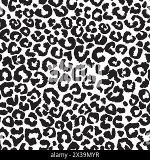 Abstract animal skin leopard seamless pattern design. Jaguar, leopard, cheetah, panther. Black and white seamless camouflage background. Vector Stock Vector