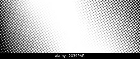 Halftone style banner background, black and white dot faded vector design Stock Vector